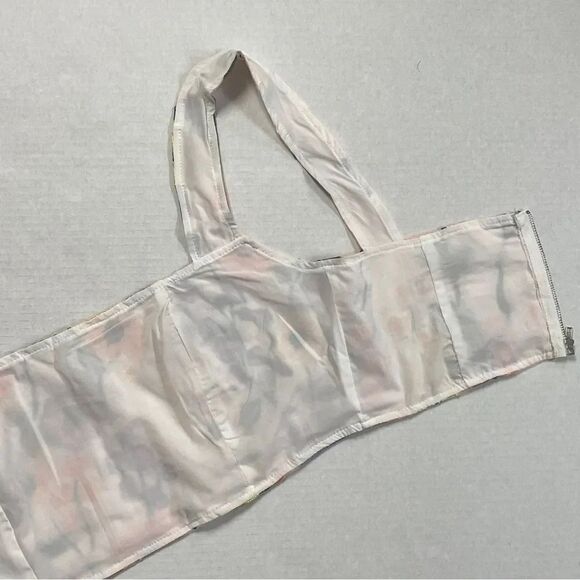 Floral Applique Sleeveless blouse. Embroidered flowers peach pink yellow daisies - Picture 11 of 16